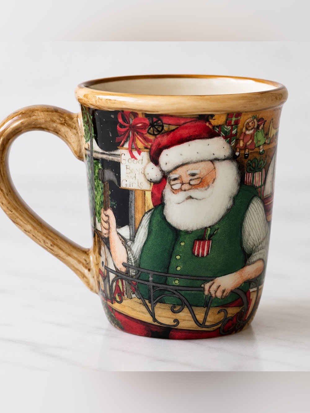 Susan Winget NWOT Certified International Santa Claus Mug Christmas Workshop